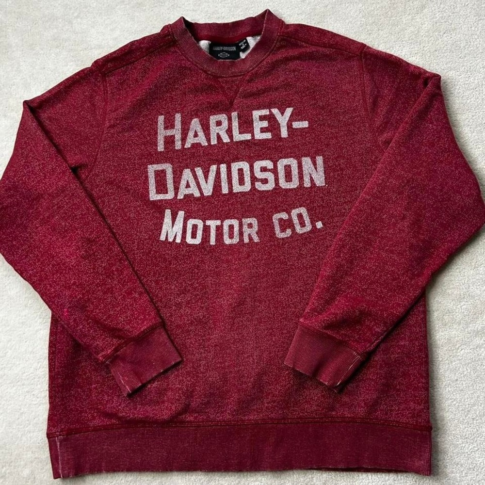 Harley Davidson Crewneck Terry Cloth Sweatshirt Men's XL Motorcycle Pullover